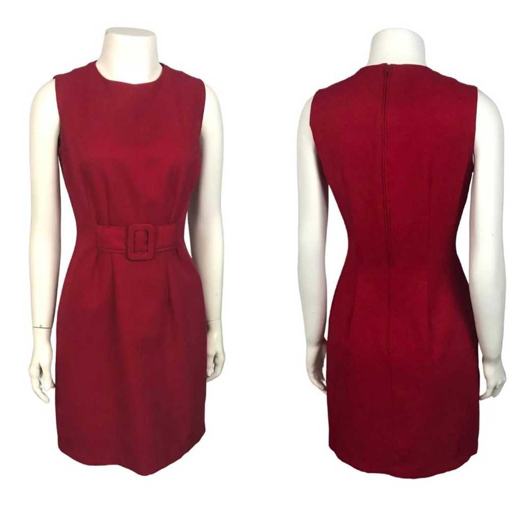 1990s Red Buckle Front Short Mini Sleeveless Dres… - image 3