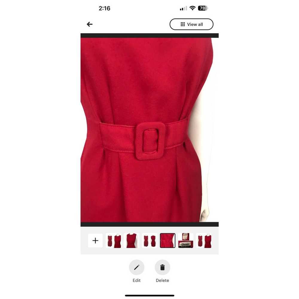 1990s Red Buckle Front Short Mini Sleeveless Dres… - image 5