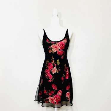 Vintage 90s black Spaghetti Strap Dress with shee… - image 1