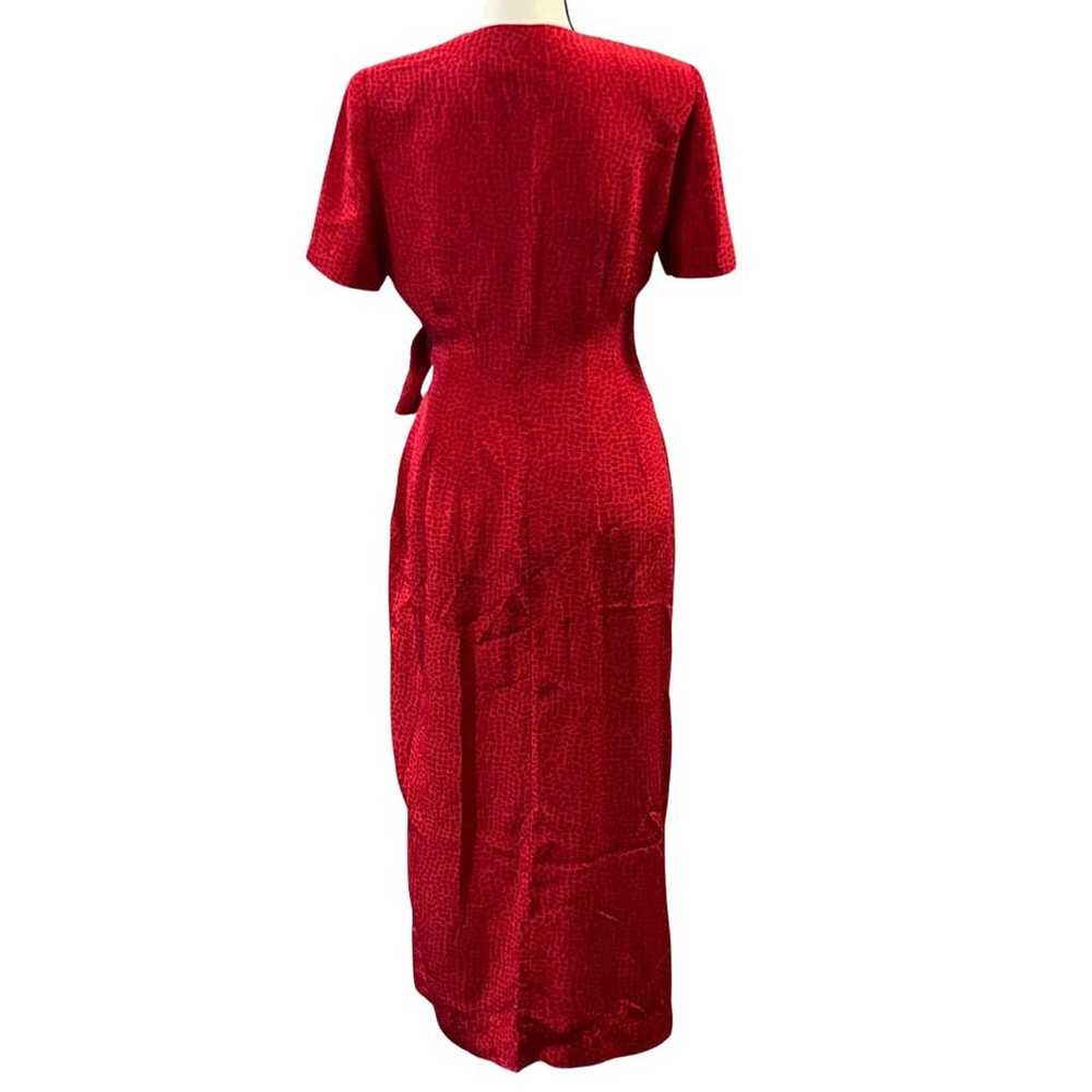 Adrianna Papell Women's Vintage Red Silk Dress Si… - image 2