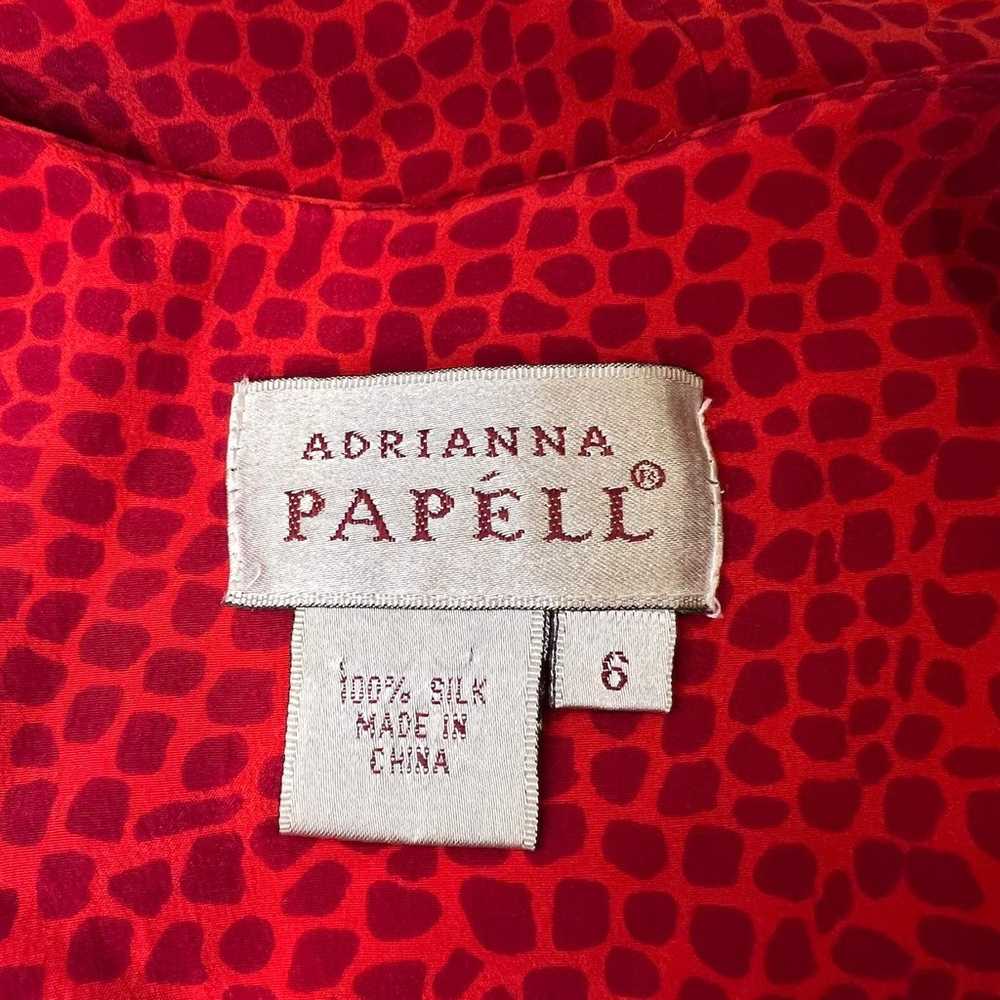 Adrianna Papell Women's Vintage Red Silk Dress Si… - image 3