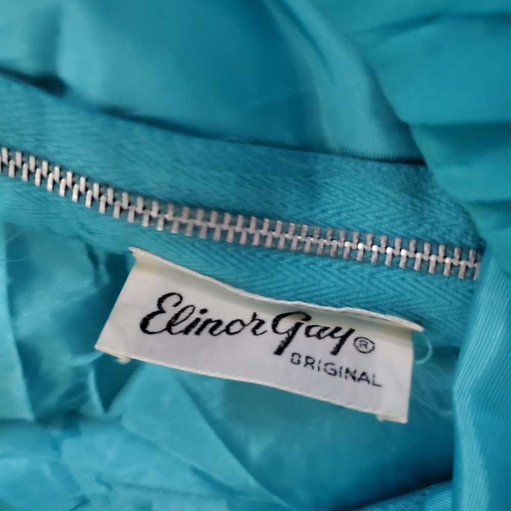 Vintage 50s Elinor Gay Turquoise Chiffon Cocktail… - image 10