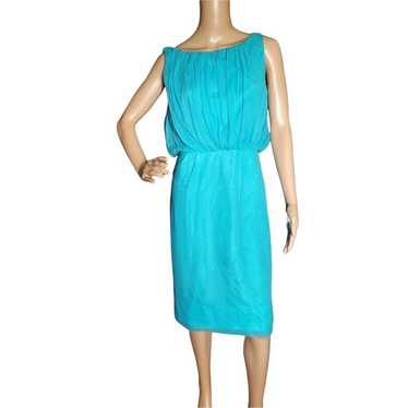 Vintage 50s Elinor Gay Turquoise Chiffon Cocktail… - image 1