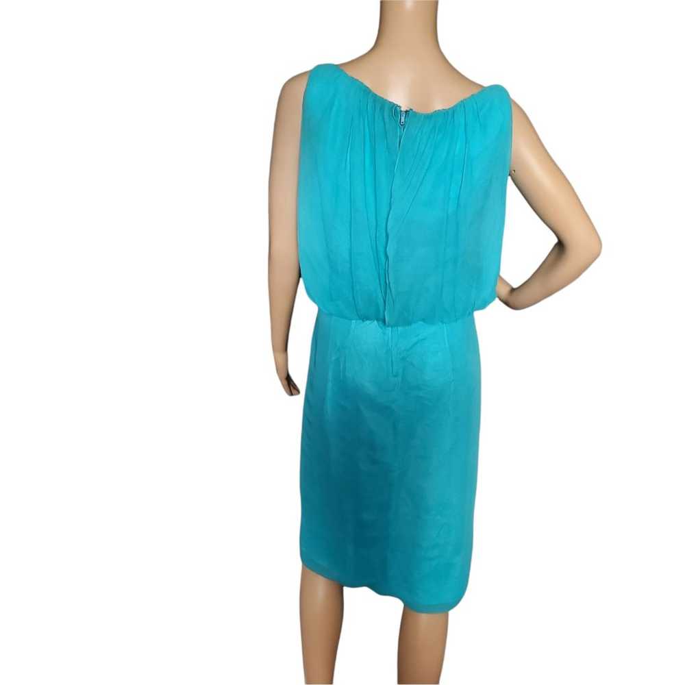 Vintage 50s Elinor Gay Turquoise Chiffon Cocktail… - image 3