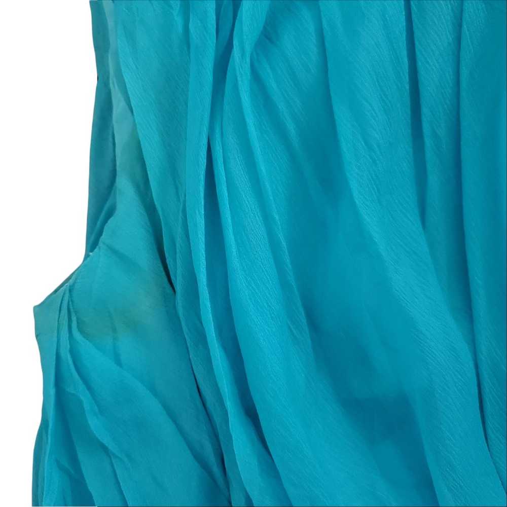 Vintage 50s Elinor Gay Turquoise Chiffon Cocktail… - image 8