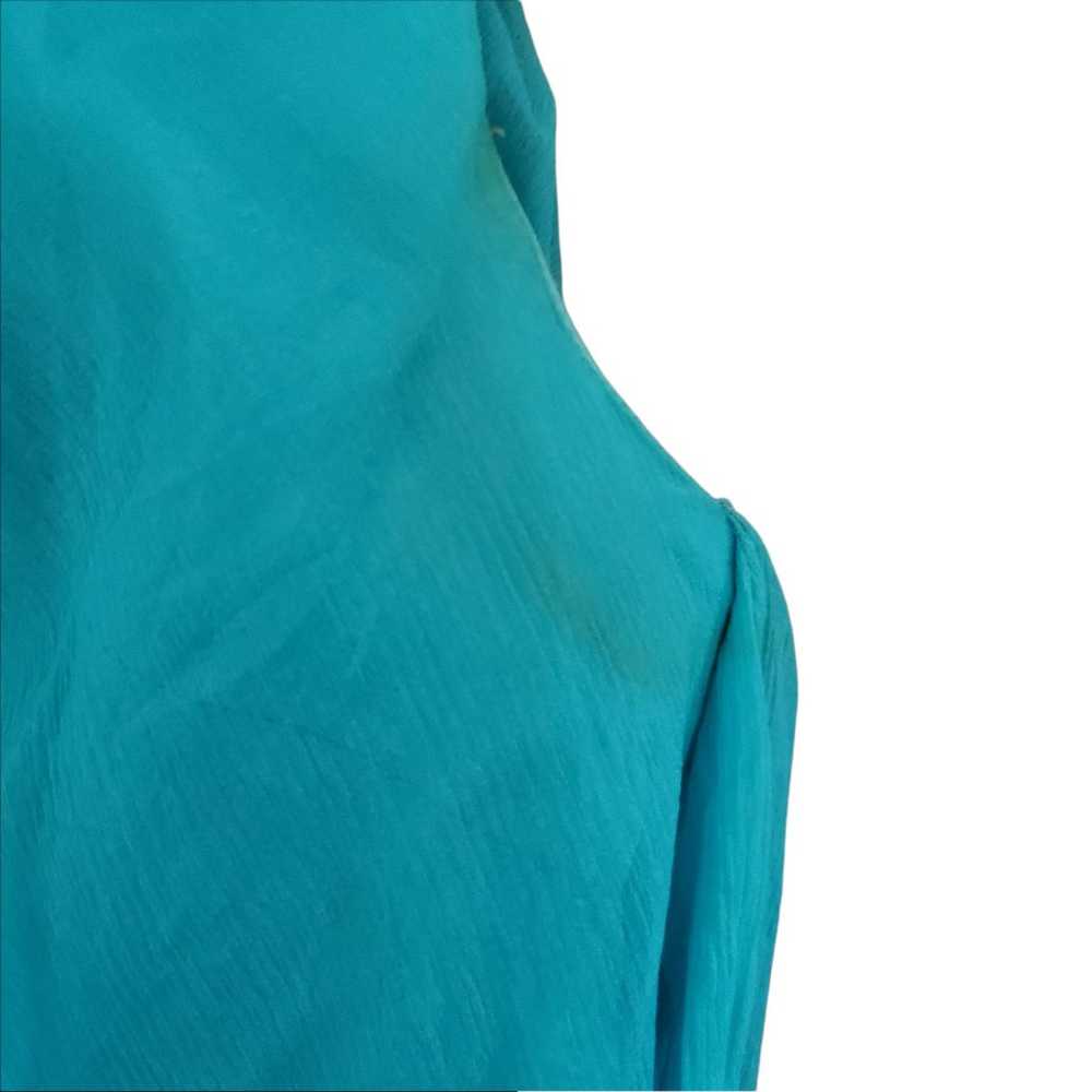 Vintage 50s Elinor Gay Turquoise Chiffon Cocktail… - image 9