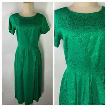 Vintage 1960s Small? Green Jewel Tone Short Sleeve