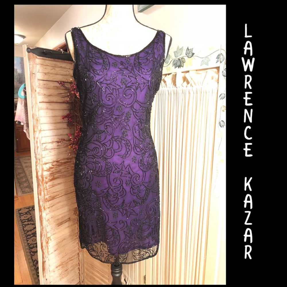 SZ S-VINTAGE LAWRENCE KAZAR PURPLE DRESS - image 1