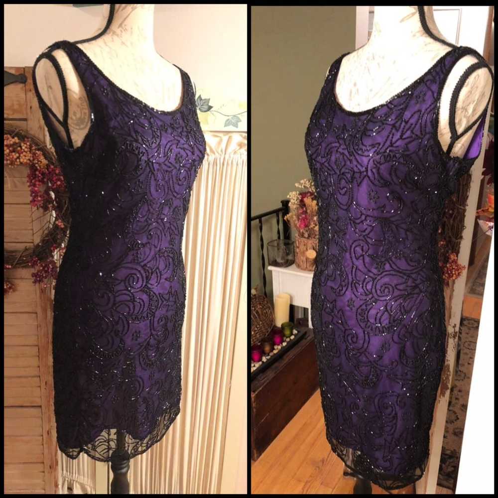 SZ S-VINTAGE LAWRENCE KAZAR PURPLE DRESS - image 3