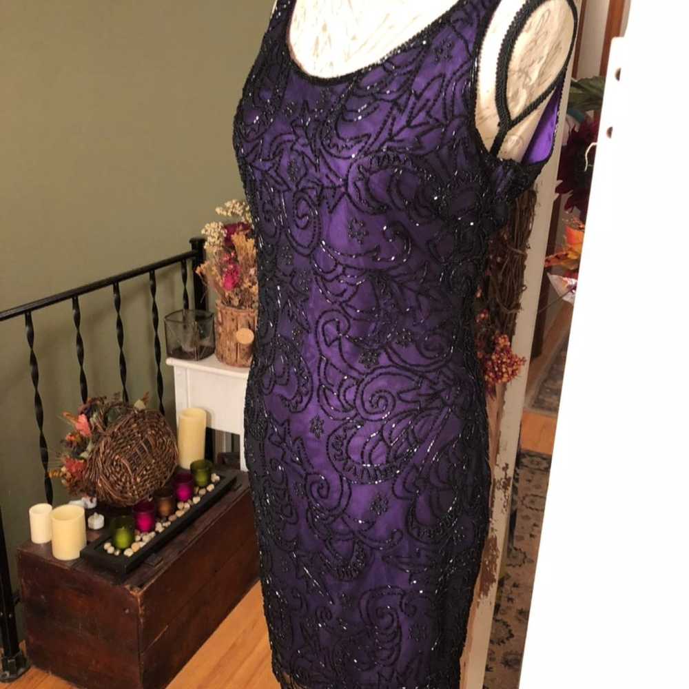 SZ S-VINTAGE LAWRENCE KAZAR PURPLE DRESS - image 8