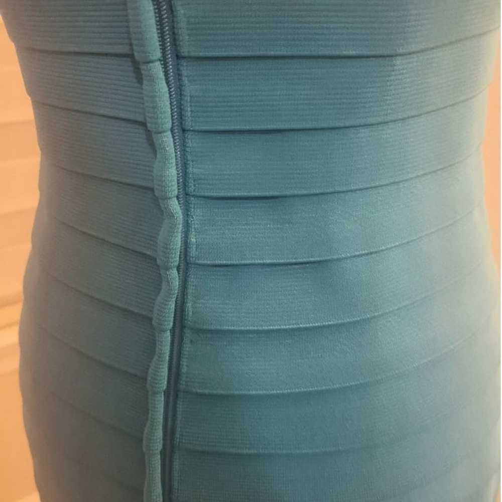 Designer Sherri Hill Embellished Bandage Turquois… - image 7