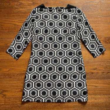 Vintage Milly Black and White Geometric Silk Dress