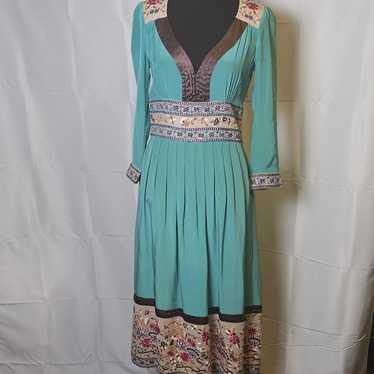 Plenty by Tracy Reese 100 % Silk Turquoise Midi Dr