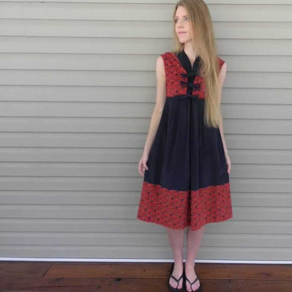 Vintage 70's XS/S calico corduroy dress - image 1