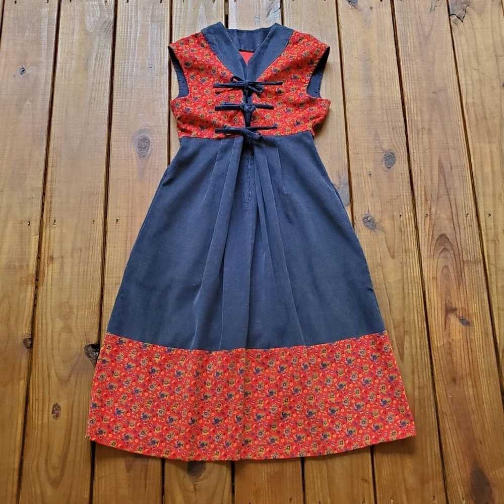 Vintage 70's XS/S calico corduroy dress - image 2