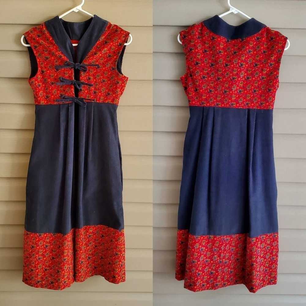 Vintage 70's XS/S calico corduroy dress - image 5