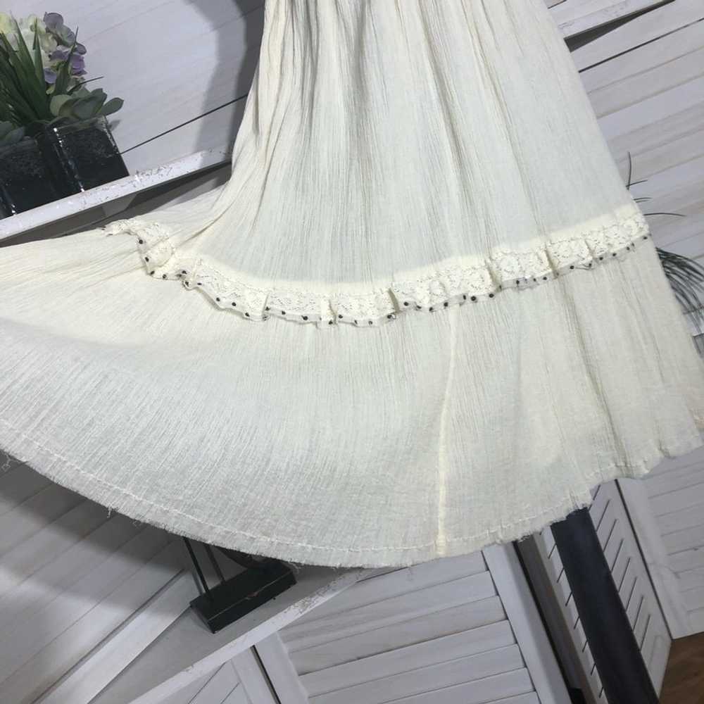 Vintage Y2K sexy peasant dress sheer cream lace g… - image 8