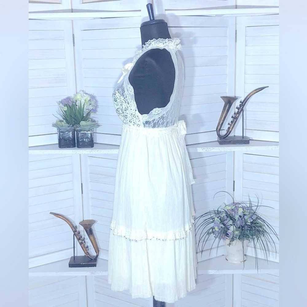 Vintage Y2K sexy peasant dress sheer cream lace g… - image 9