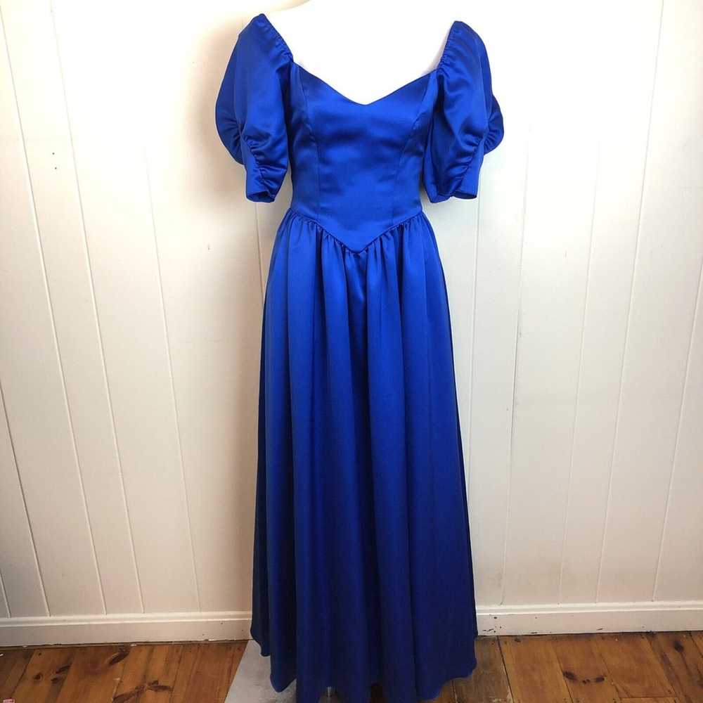 Vtg Off Shoulder Prom Gown XS Small Formal Renais… - image 1