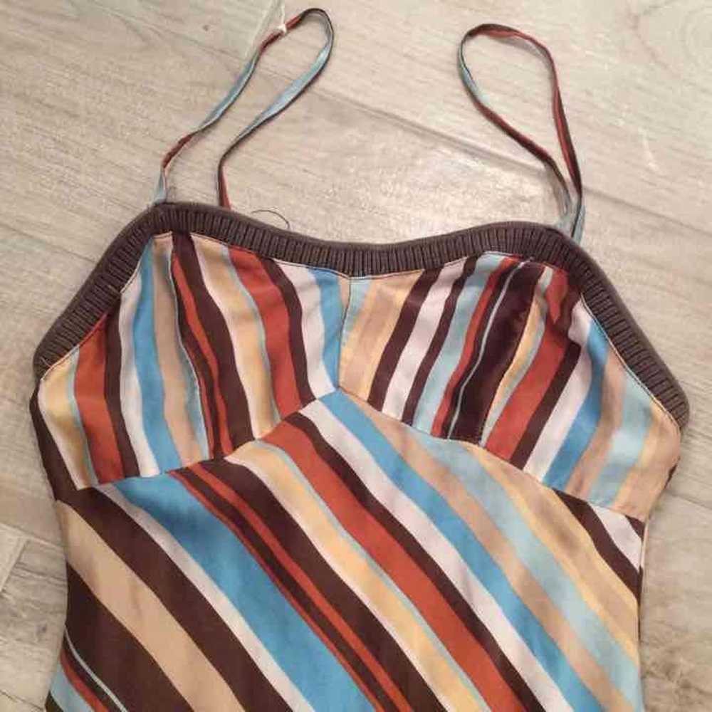 VTG SILK STRIPED CAMI DRESS S - image 2