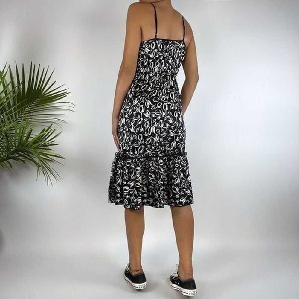 Vintage Y2K Floral Black & Ivory Bebe Silk Strapp… - image 2