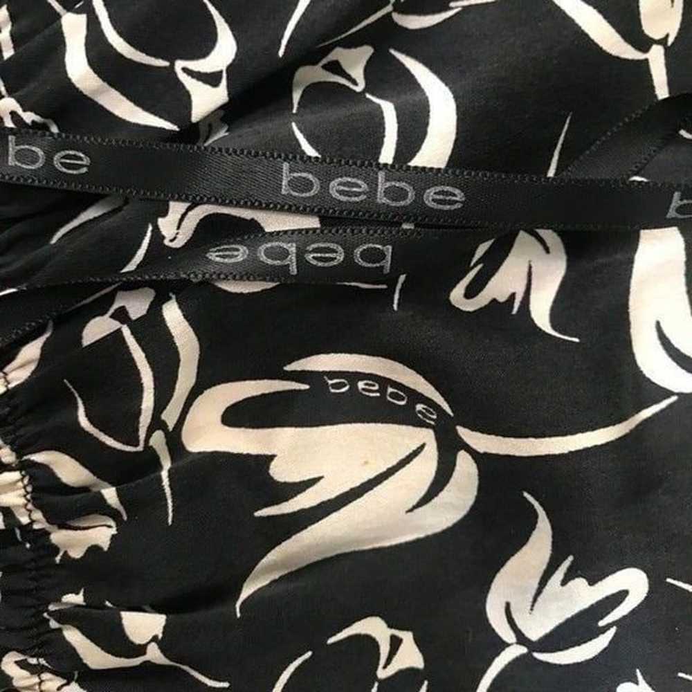 Vintage Y2K Floral Black & Ivory Bebe Silk Strapp… - image 4