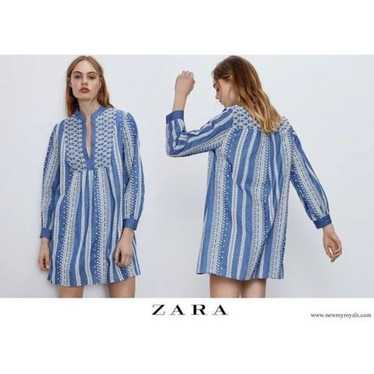 Zara Women Embroidered mini dress sz S oversized