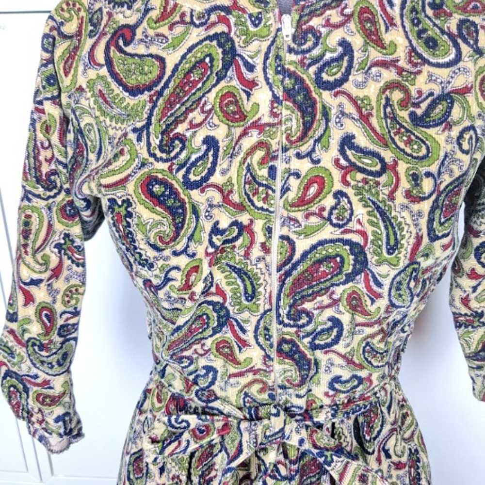 1950's Paisley Corduroy Hostess Gown - image 3