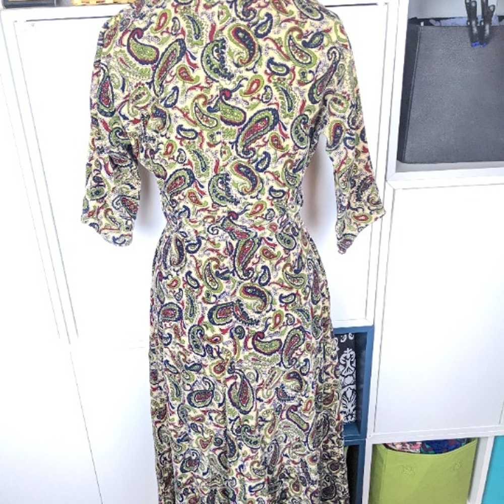 1950's Paisley Corduroy Hostess Gown - image 6