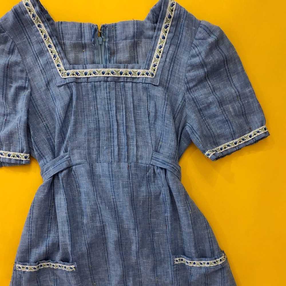 Vintage 1970s light wash denim dress - image 2