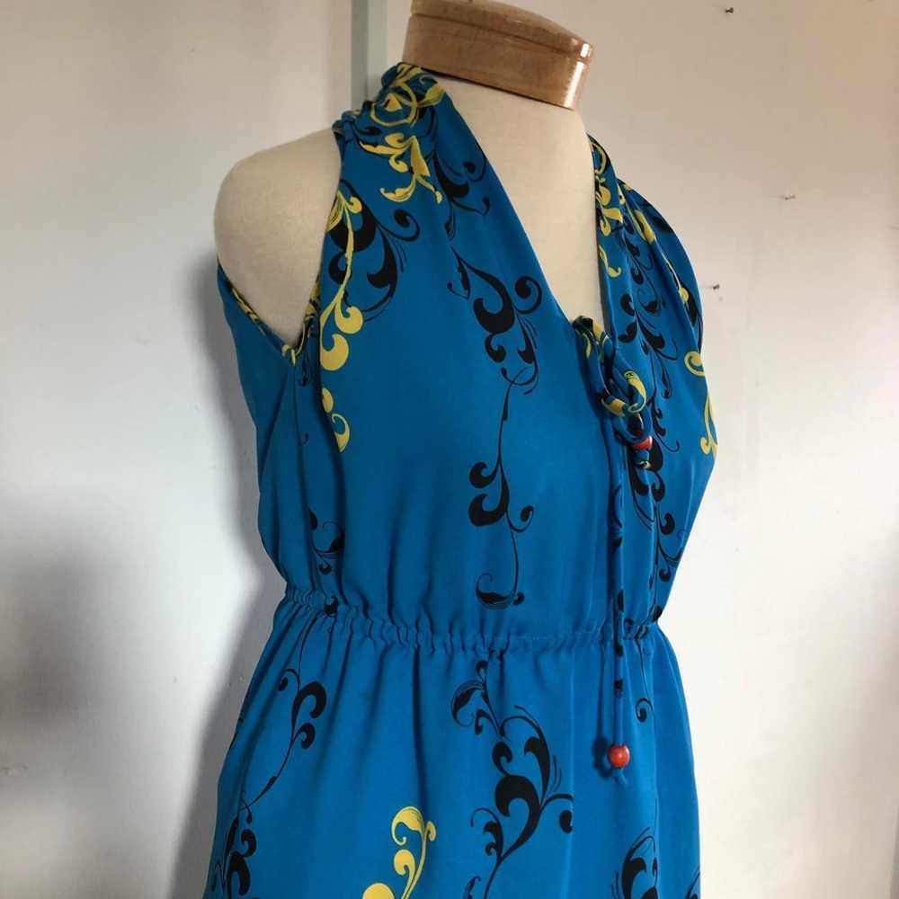 Vintage Blue Floral Sleeveless Dress, Elastic Wai… - image 9