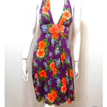 Vintage Free People Halter Floral Tropical Tie Boh