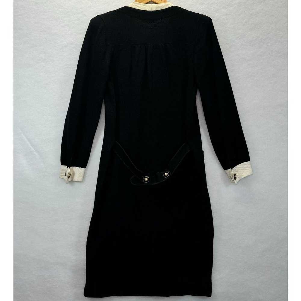 Pat Sandler Contrast Knit Black Cream Dress Wool … - image 2