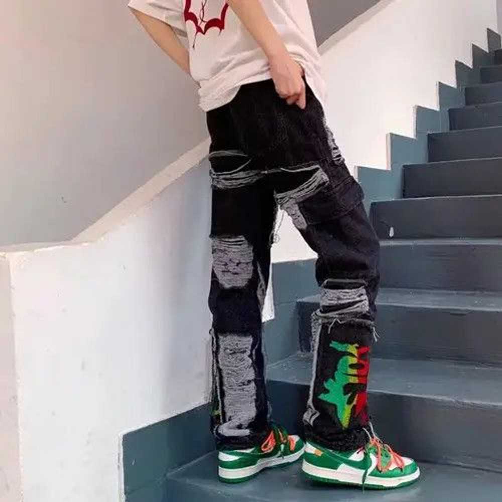 Japanese Brand × Jean × Streetwear Ripped Stacked… - image 2