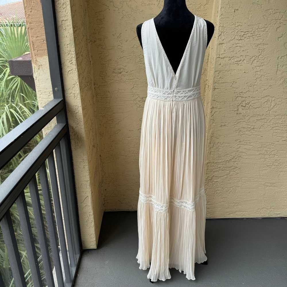 Massimo Dutti Ivory V-neck Embroidery Maxi Dress … - image 2