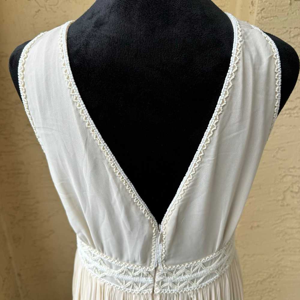 Massimo Dutti Ivory V-neck Embroidery Maxi Dress … - image 3