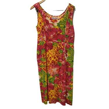 Jams World Cheetah Tropical Floral Vintage Midi Dr