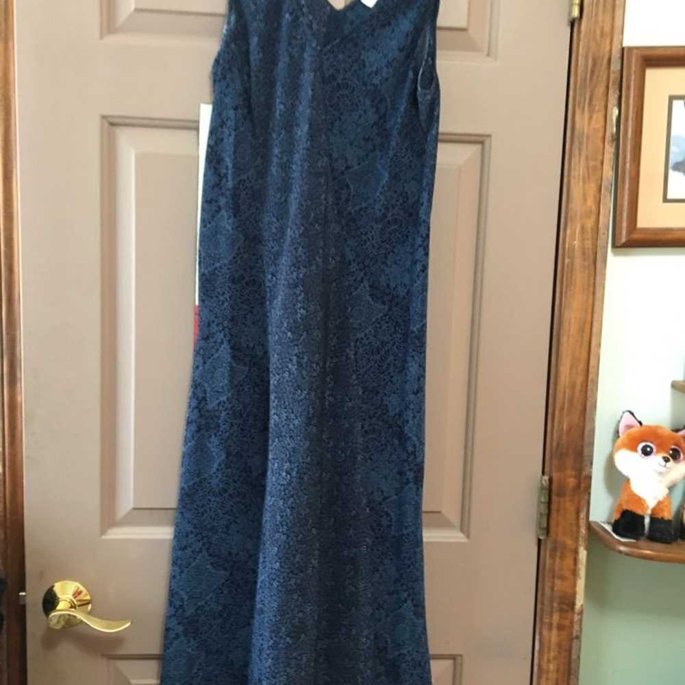 90s Vintage Blue Floral Boho Slip Midi Dress - image 10