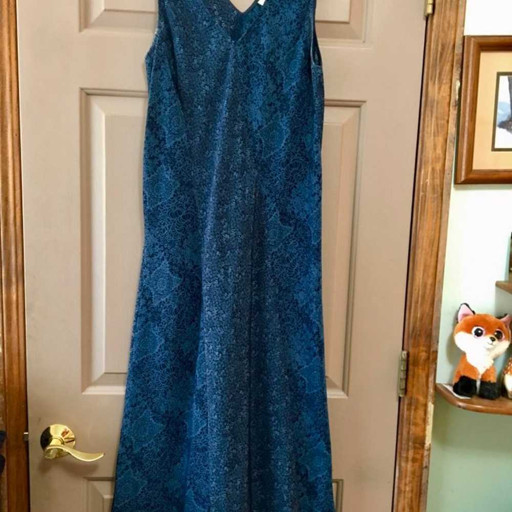 90s Vintage Blue Floral Boho Slip Midi Dress - image 8