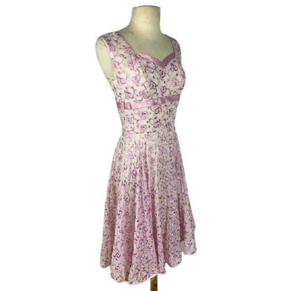 Vintage 50s 60s Fit Flare Cocktail Dress - image 7