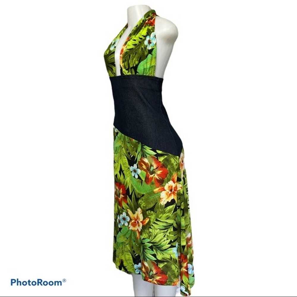 VTG Halter Tropical Print Floral Dress - image 4