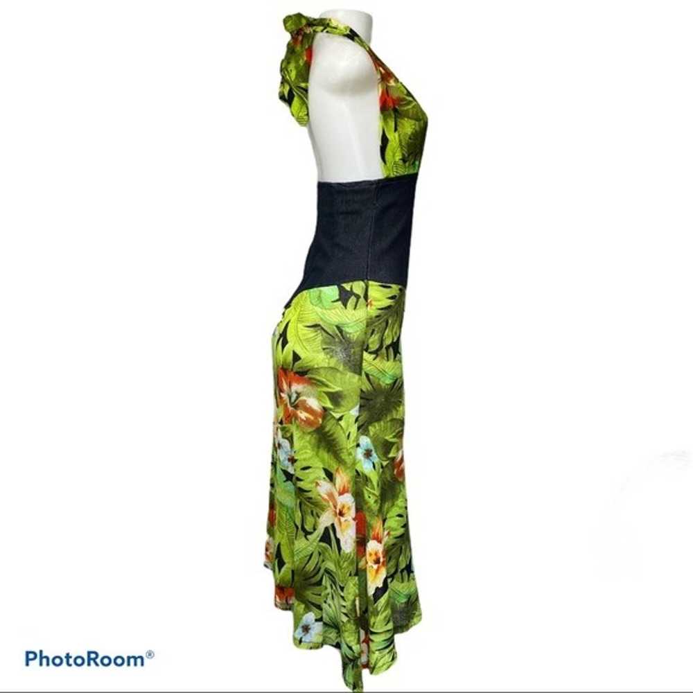 VTG Halter Tropical Print Floral Dress - image 5