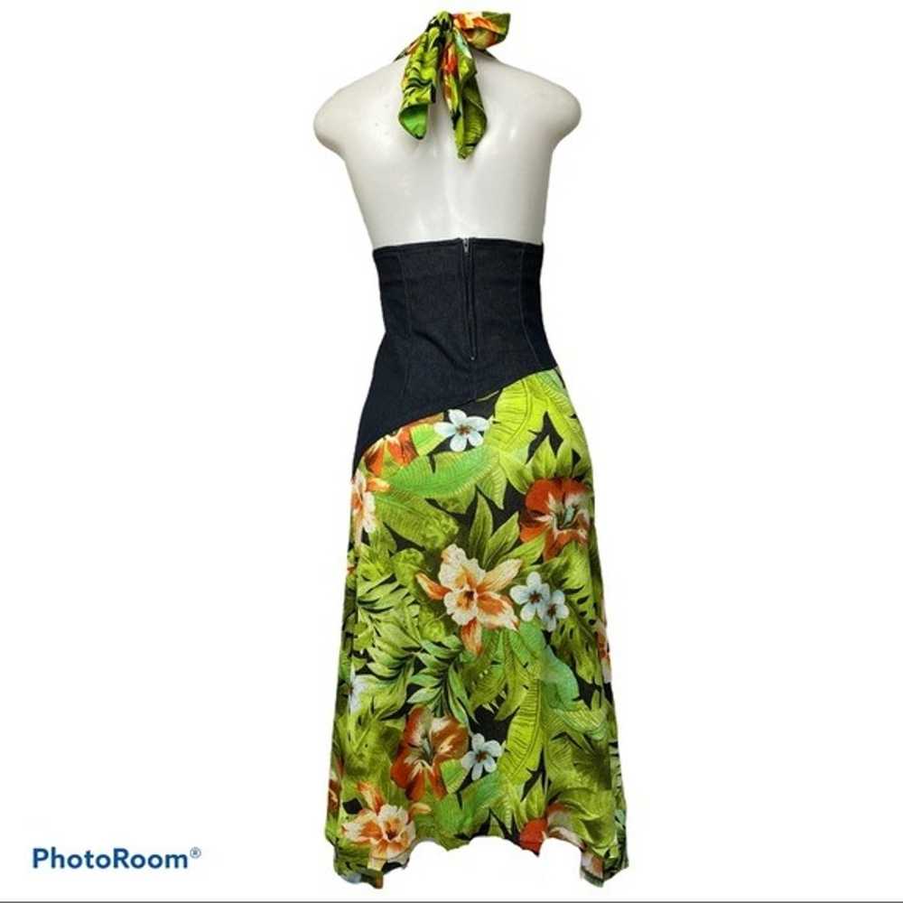 VTG Halter Tropical Print Floral Dress - image 7