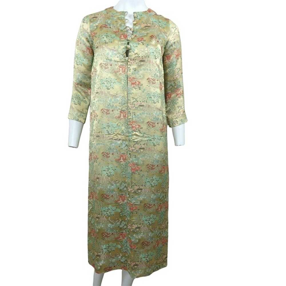 Vintage Traditional Silk Midi Dress S Gold Cheong… - image 2