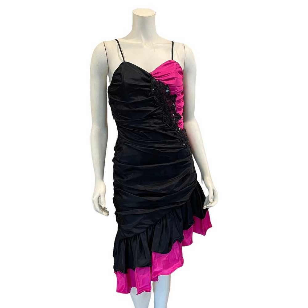 Vintage 80s/90s Asymmetrical Taffeta Party Dress - image 12