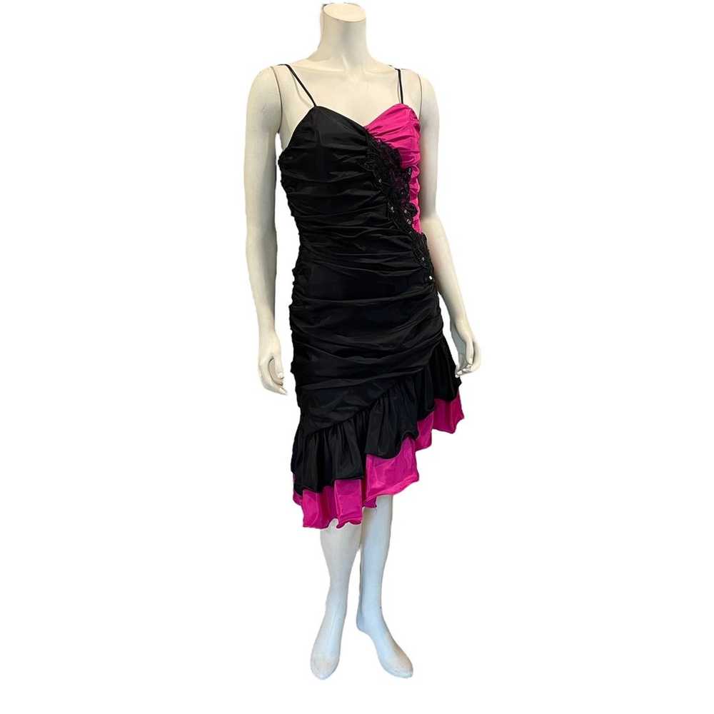 Vintage 80s/90s Asymmetrical Taffeta Party Dress - image 1