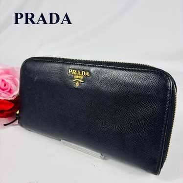 Prada Round Zip Fastener Long Wallet Metal Logo S… - image 1