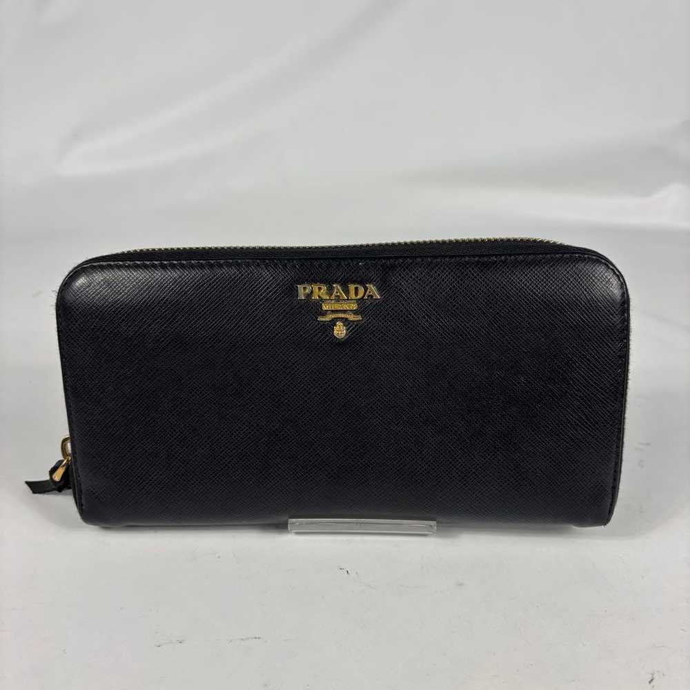 Prada Round Zip Fastener Long Wallet Metal Logo S… - image 2