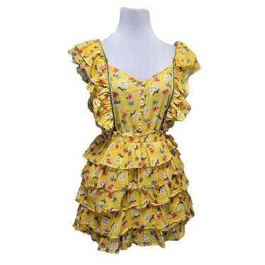 LOVESHACKFANCY Size L Phyllis Yellow Floral Boho … - image 1