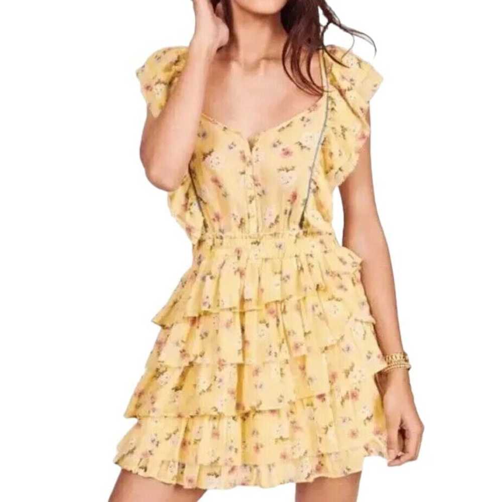 LOVESHACKFANCY Size L Phyllis Yellow Floral Boho … - image 2